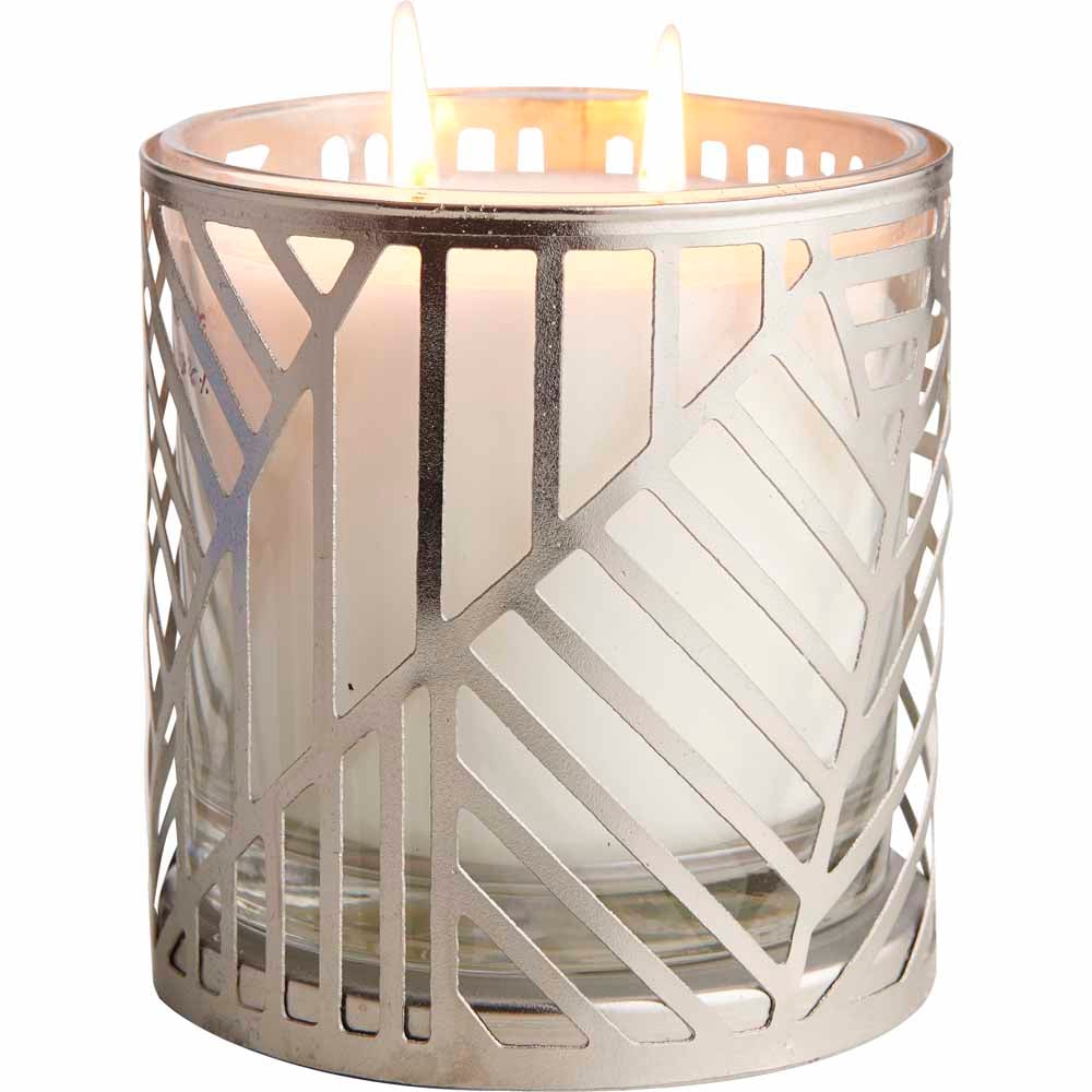 Wilko Glamour Silver 2-Wick Candle Image 2
