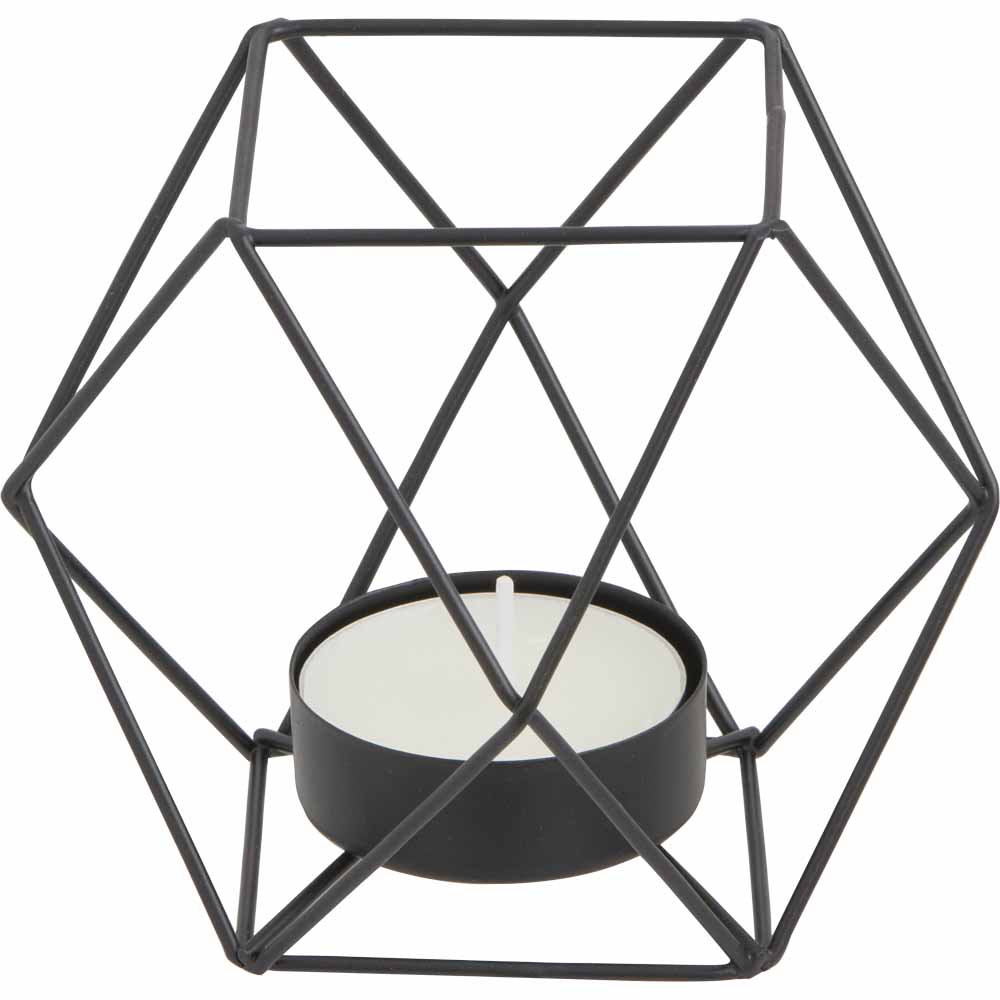 Wilko Black Geo Metal Tealight Holder Wilko