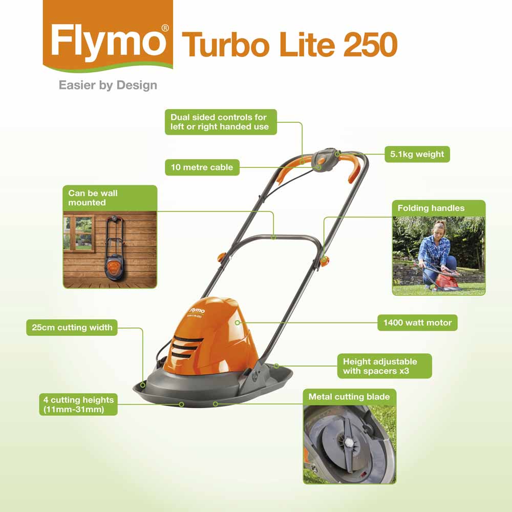 Flymo TurboLite 250 Hover Electric Lawn Mower Image 9
