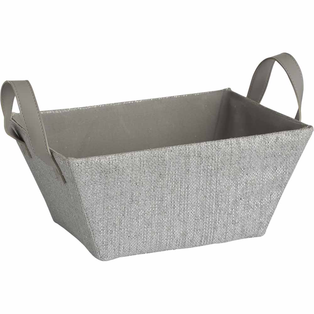 Wilko Silver Glitter Small Caddy Paperloom, Cardboard, Polyester, Faux Leather