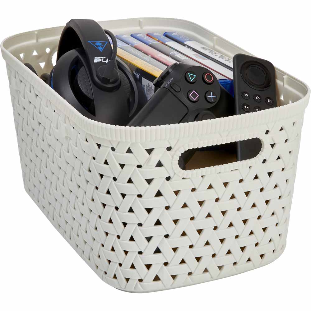 Wilko 6.7L Marshmallow Small Stackable Storage Basket Image 1