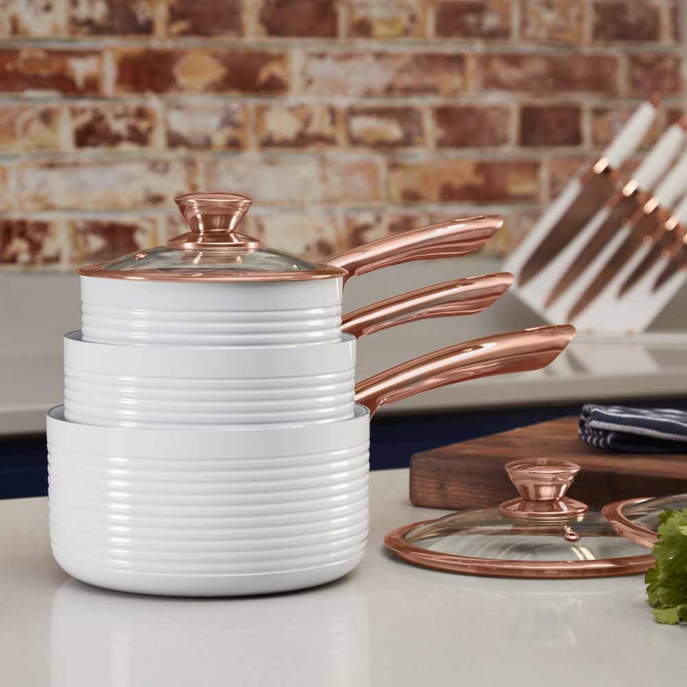 Tower Linear Pan Set 3pc Rose Gold/White Wilko