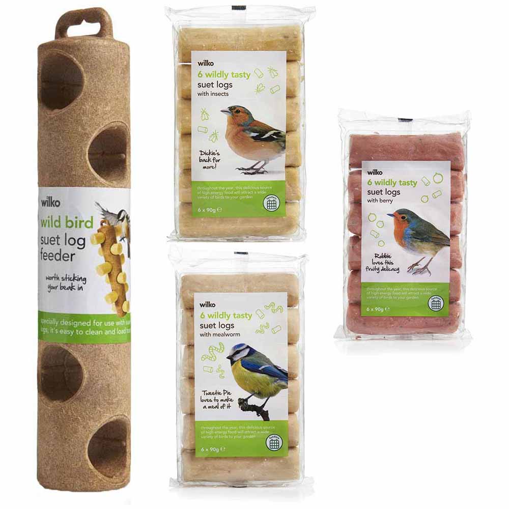 Wilko Wild Bird Suet Log Feeding Bundle Wilko