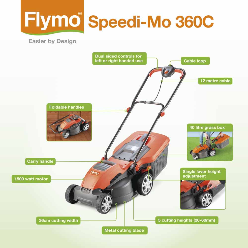 Flymo Speedi-Mo 360C Rotary Electric Lawn Mower Image 9