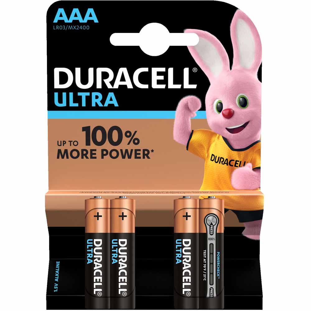 Duracell Ultra LR03 AAA 1.5V Alkaline Batteries 4 pack Image 2