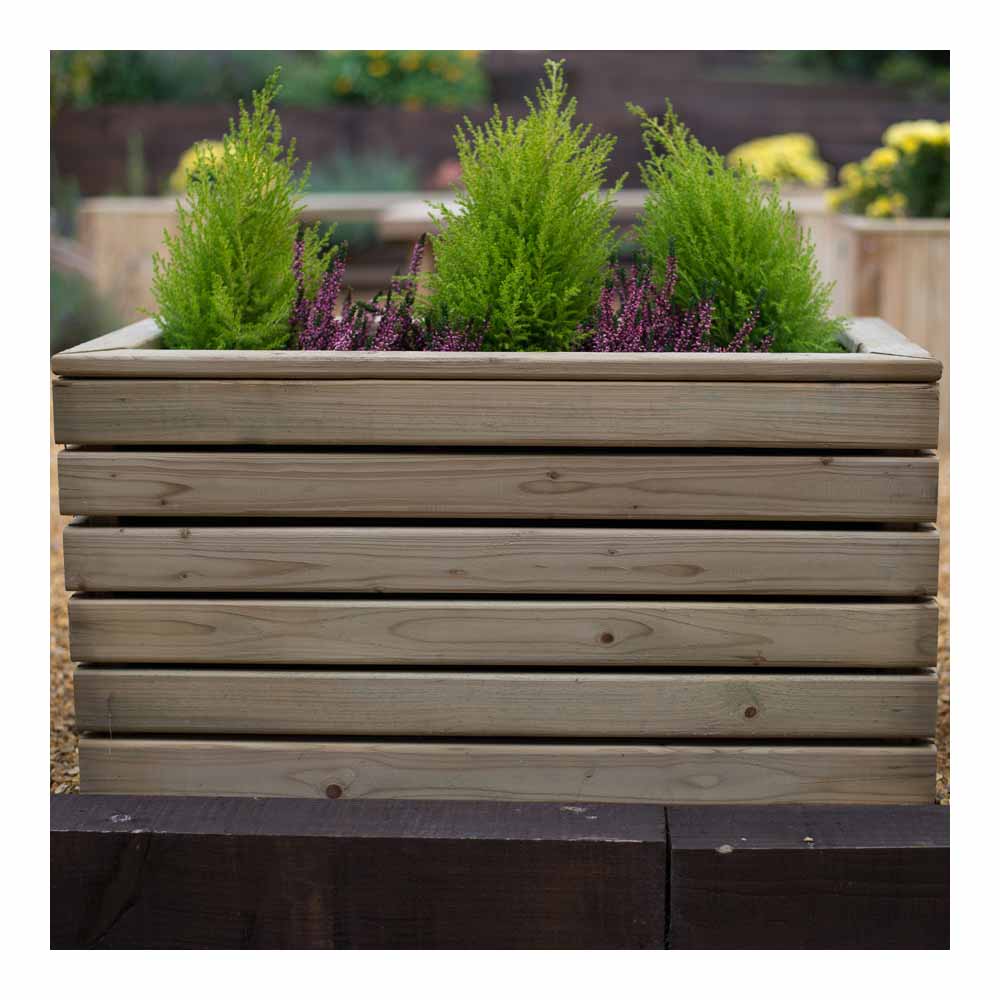 Forest Garden Timber Outdoor Double Linear Planter 40 x 80cm Image 3
