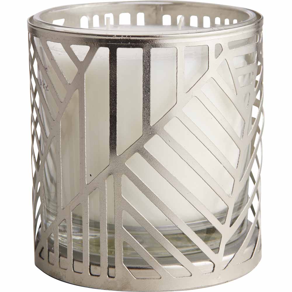 Wilko Glamour Silver 2-Wick Candle Image 1