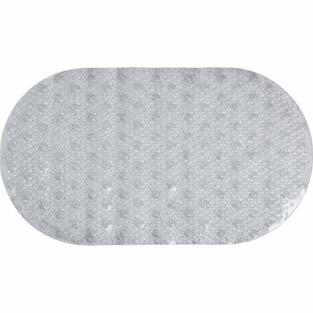 Wilko Silver Glitter Bathmat 39 x 69cm Image 1