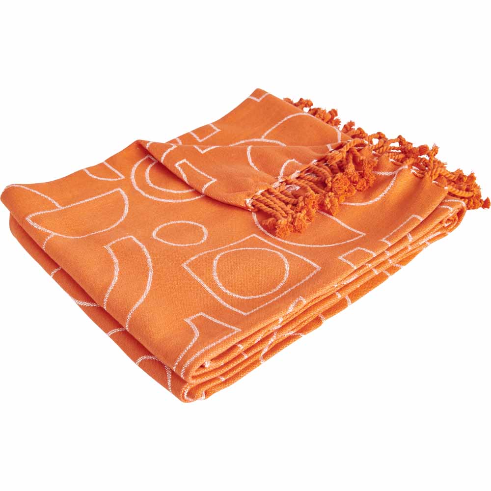 Wilko Orange Geo Shapes Throw 150 x 125cm Wilko