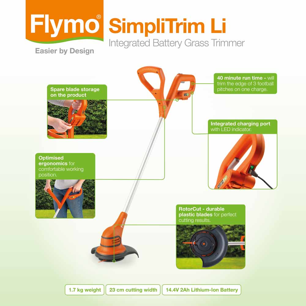 Flymo SimpliTrim 14.4V Cordless Grass Trimmer Image 9