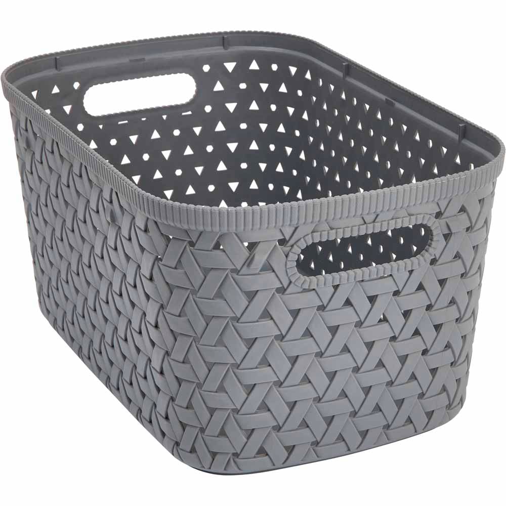 Wilko 6.7L Slate Grey Small Stackable Storage Basket Image 2