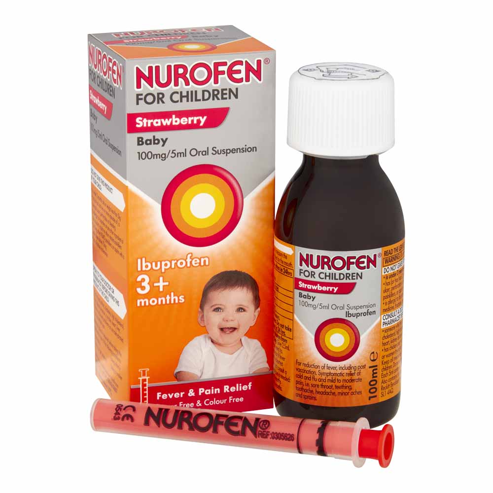 Nurofen for Children 3+ months Ibuprofen Oral Suspension Strawberry 100ml Image 2