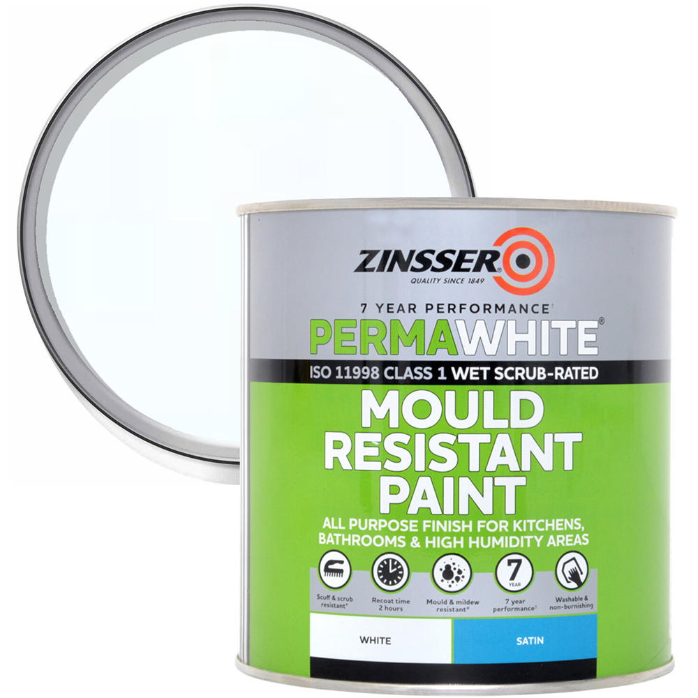Zinsser Permawhite Satin White Interior Paint 1L Wilko