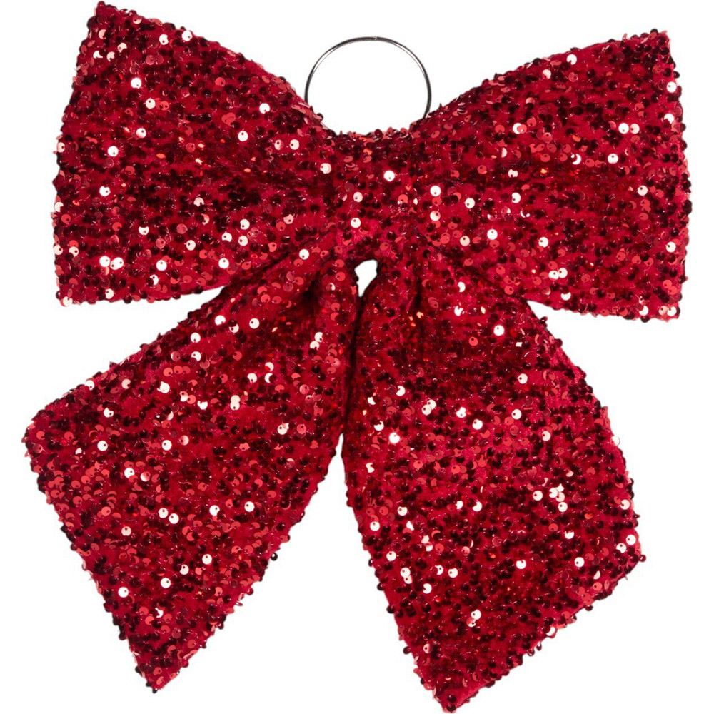 Sequin Sponge Bow Red | Wilko