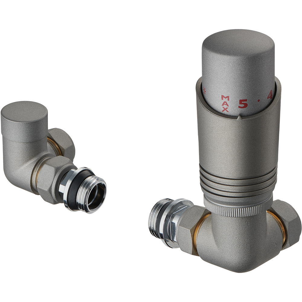 Terma Cylindrical Metallic Grey 3-Axis Thermostatic Radiator Valve and ...
