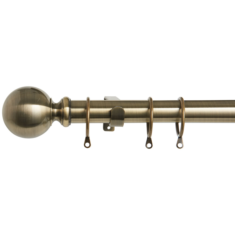 Wilko 170 300cm Antique Brass Ball Extendable Curtain Pole Wilko