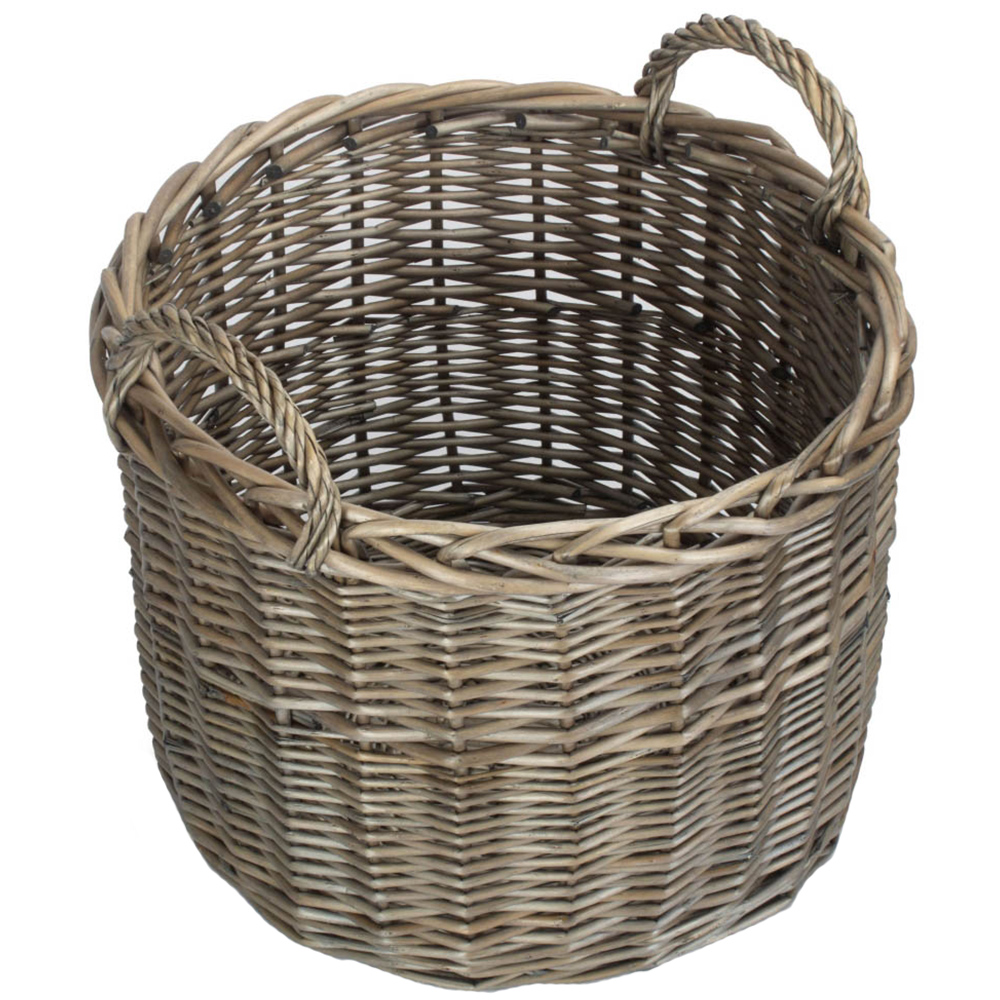Red Hamper Medium Round Unlined Straight Sided Wicker Log Storage