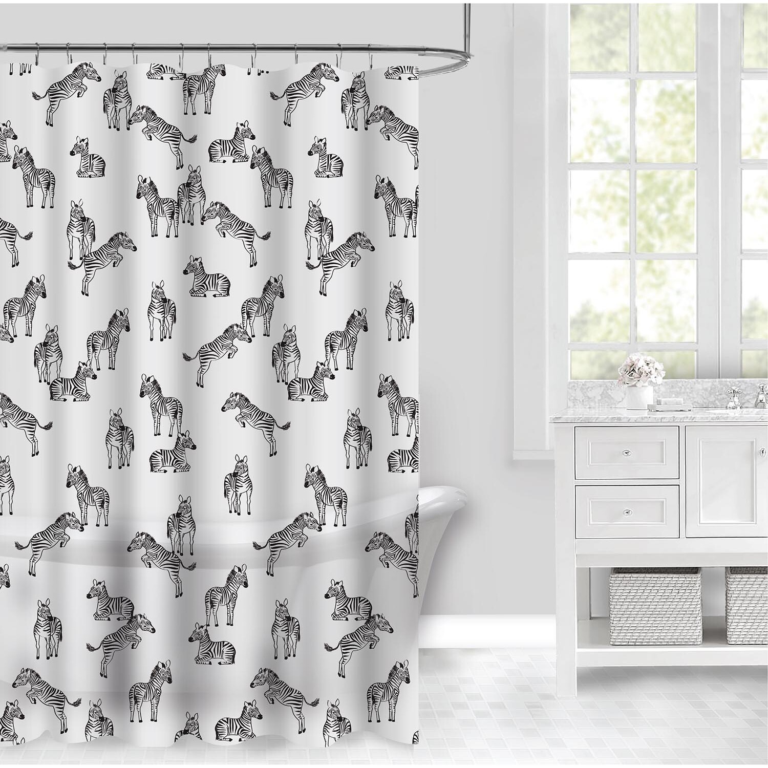 Zebra Pattern Shower Curtain 180 x 180cm | Wilko