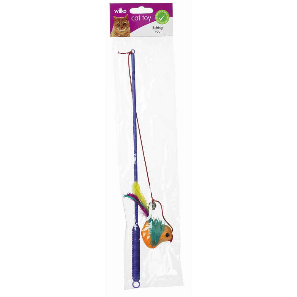 Single Wilko Fishing Rod Cat Toy in Assorted styles Wilko
