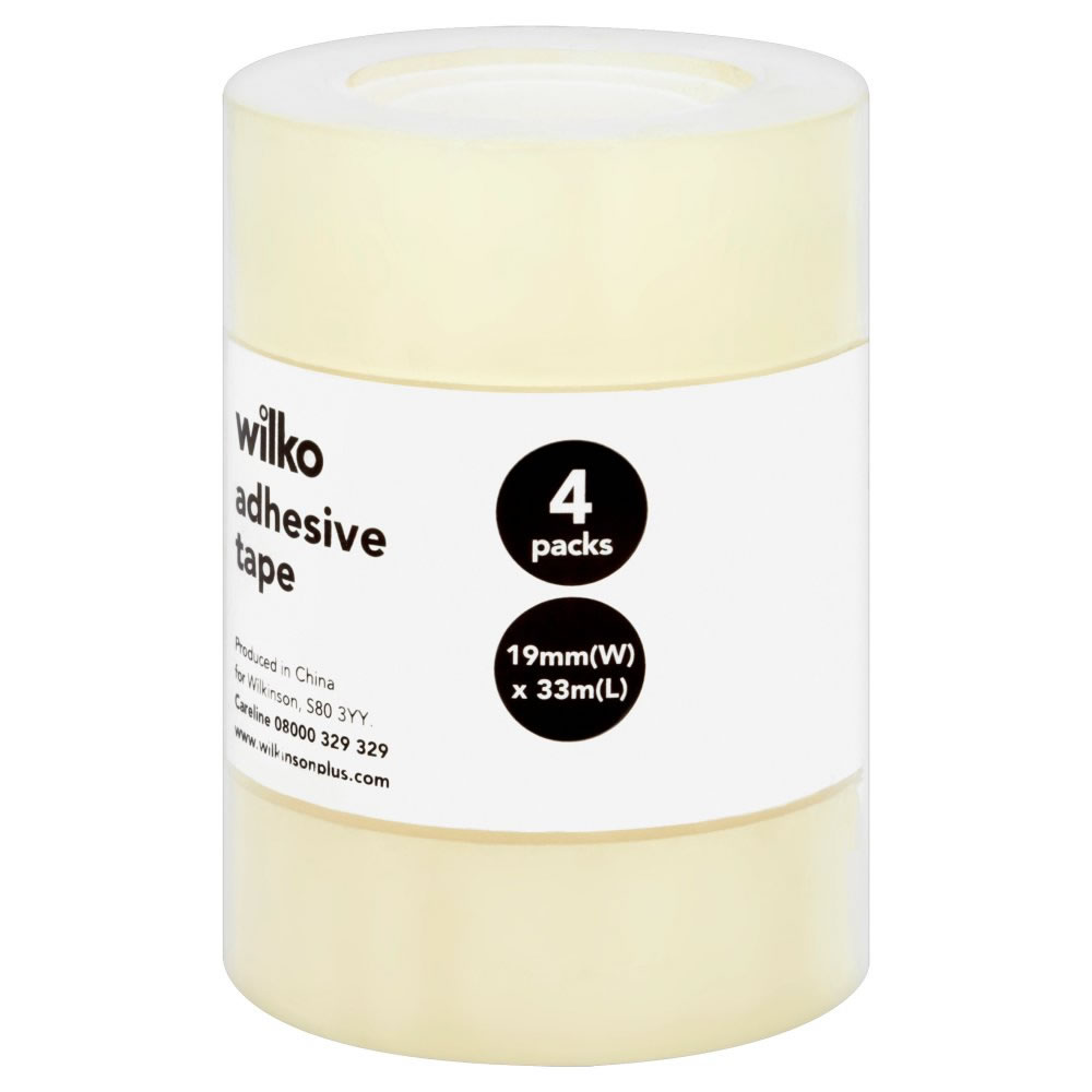 Wilko Clear Adhesive Tape 19mm W x 33m L 4 pack Wilko