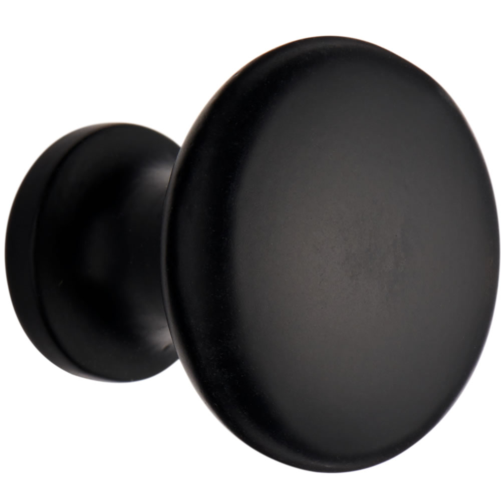 Wilko 4 pack 32mm Black Round Door Knobs Wilko