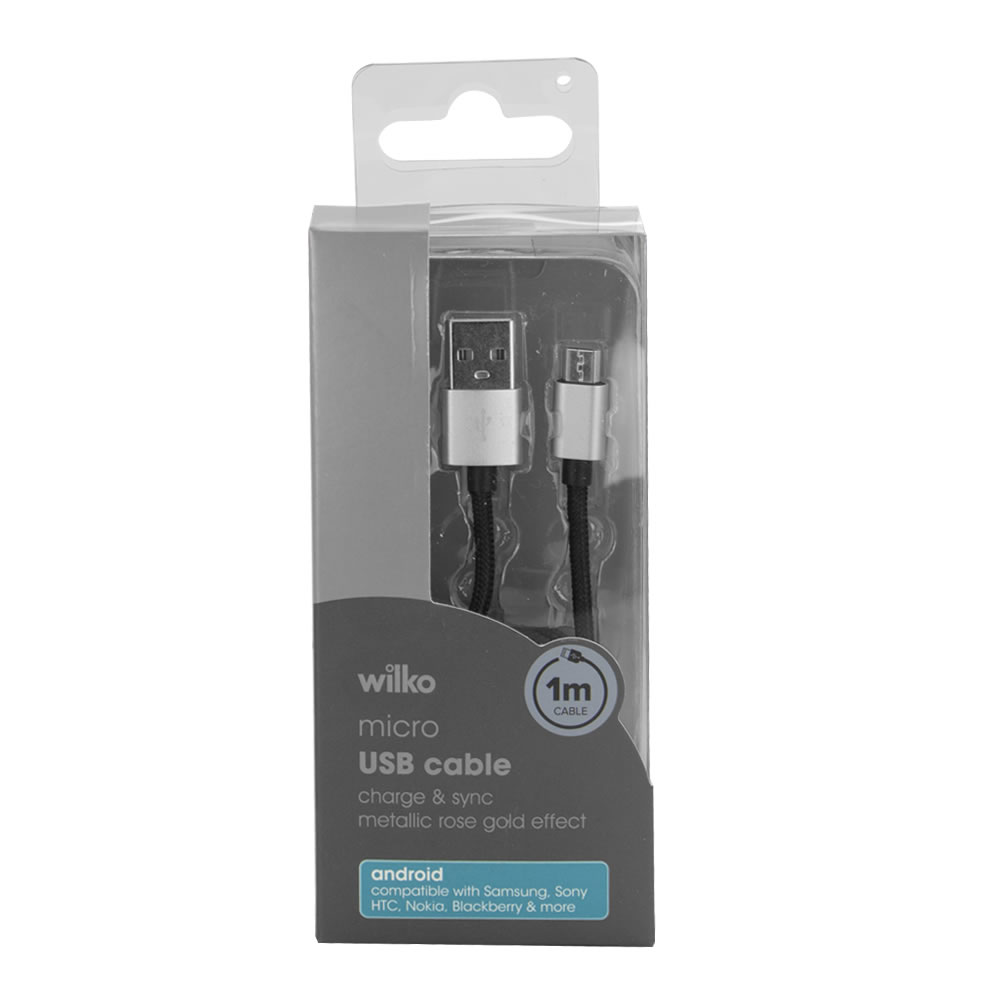 Wilko 1m Silver Micro USB Cable Wilko