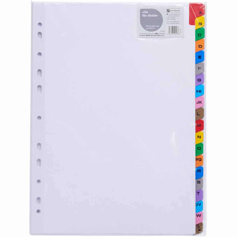 Wilko A4 File Divider AZ Wilko
