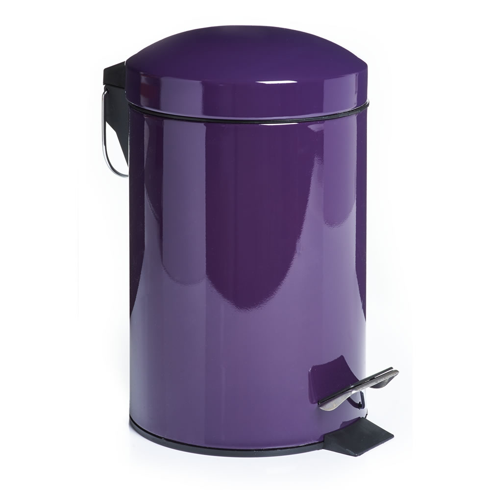 Wilko Dome Pedal Bin Small Purple Wilko