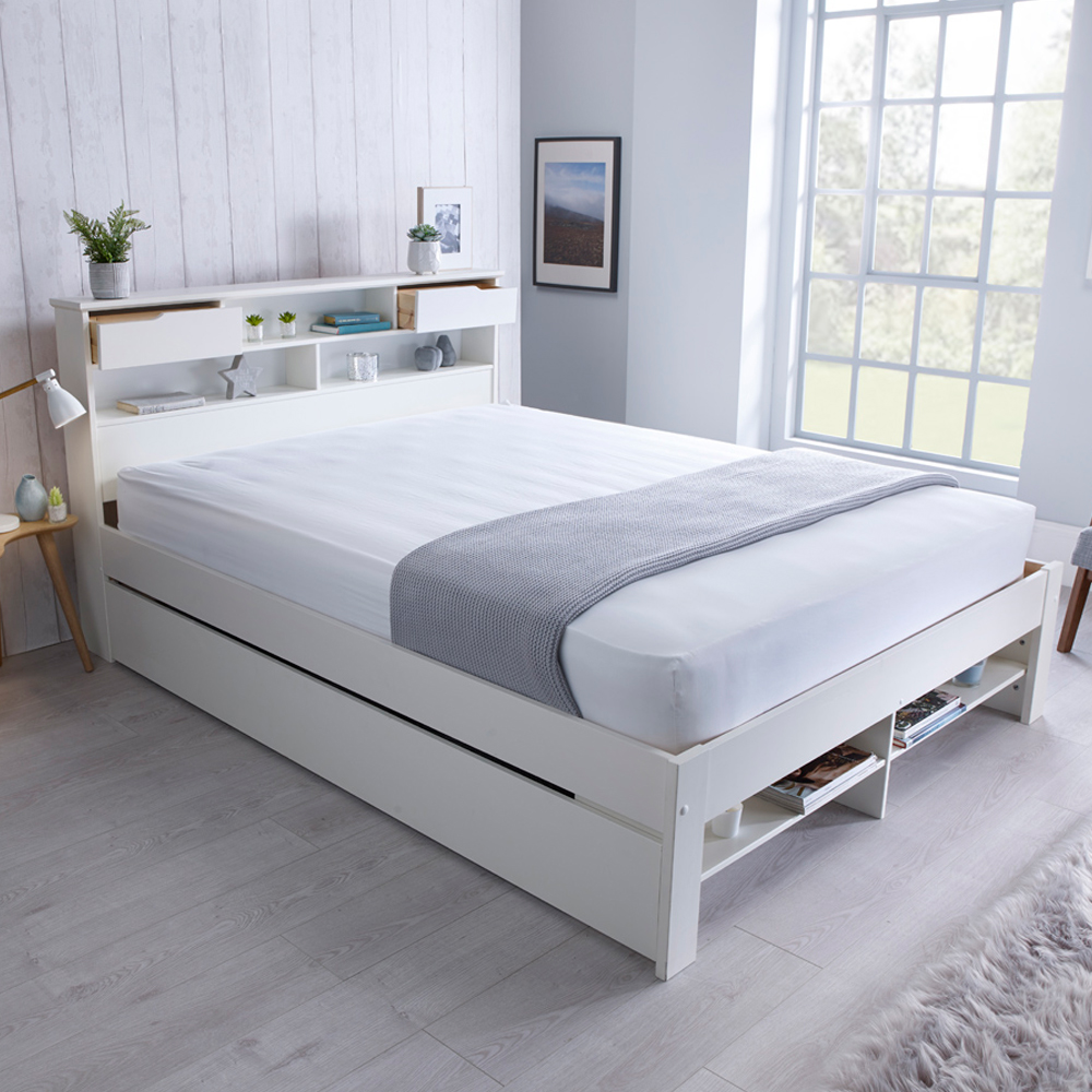 Fabio King Size White Wooden 1 Drawer Storage Bed Frame Wilko