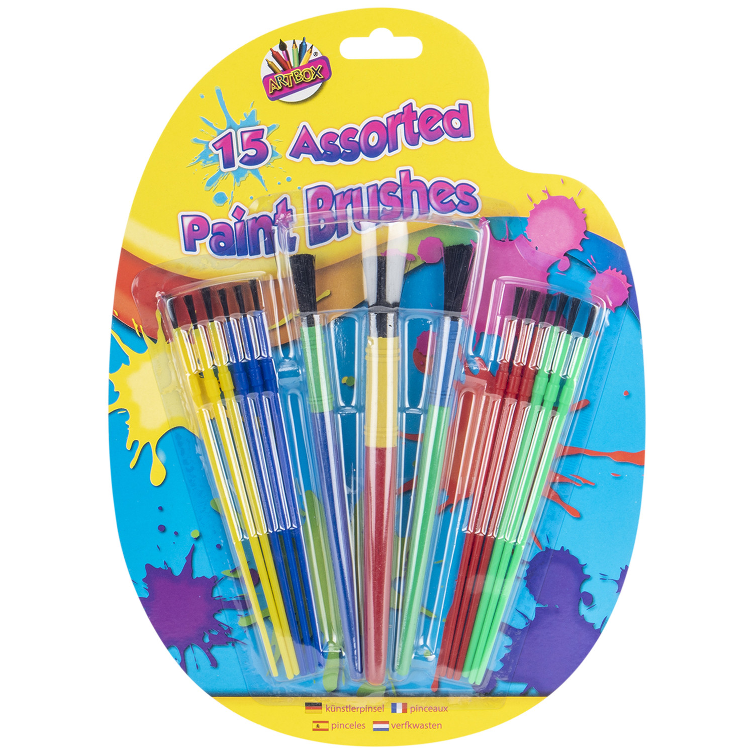 Pack of 15 Assorted Paint Brushes Wilko