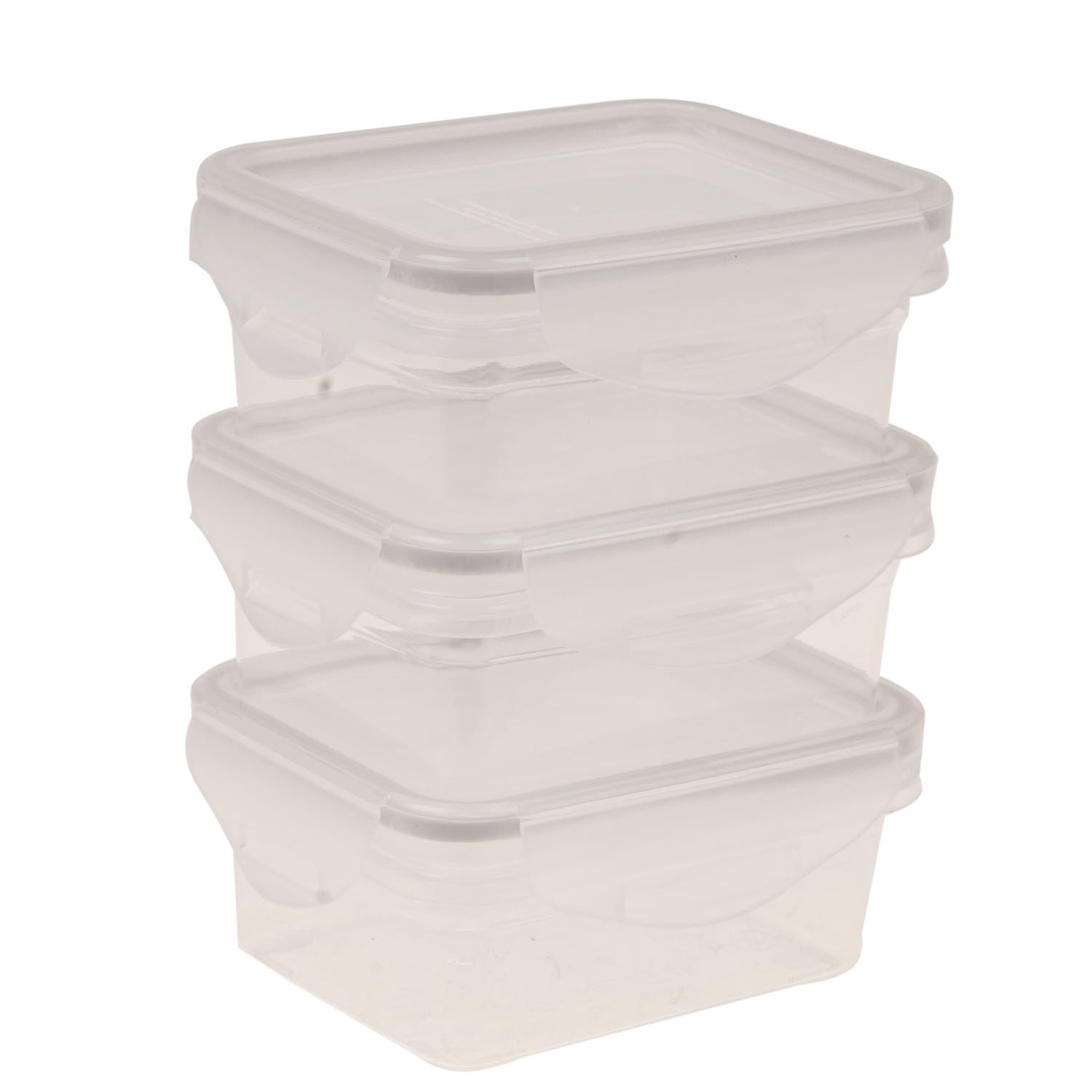 Rectangle Food Container with Clip and Lock Lid 3 Pack Wilko