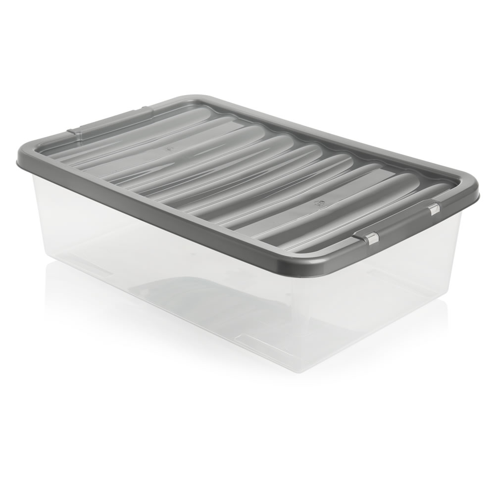 Wilko 32L Storage Box with Silver Lid Wilko