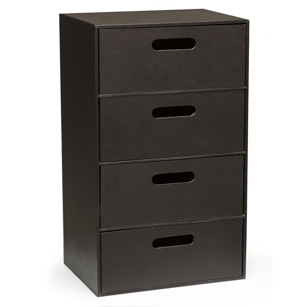 Wilko Brown Faux Leather 4 Drawer Storage Chest Wilko