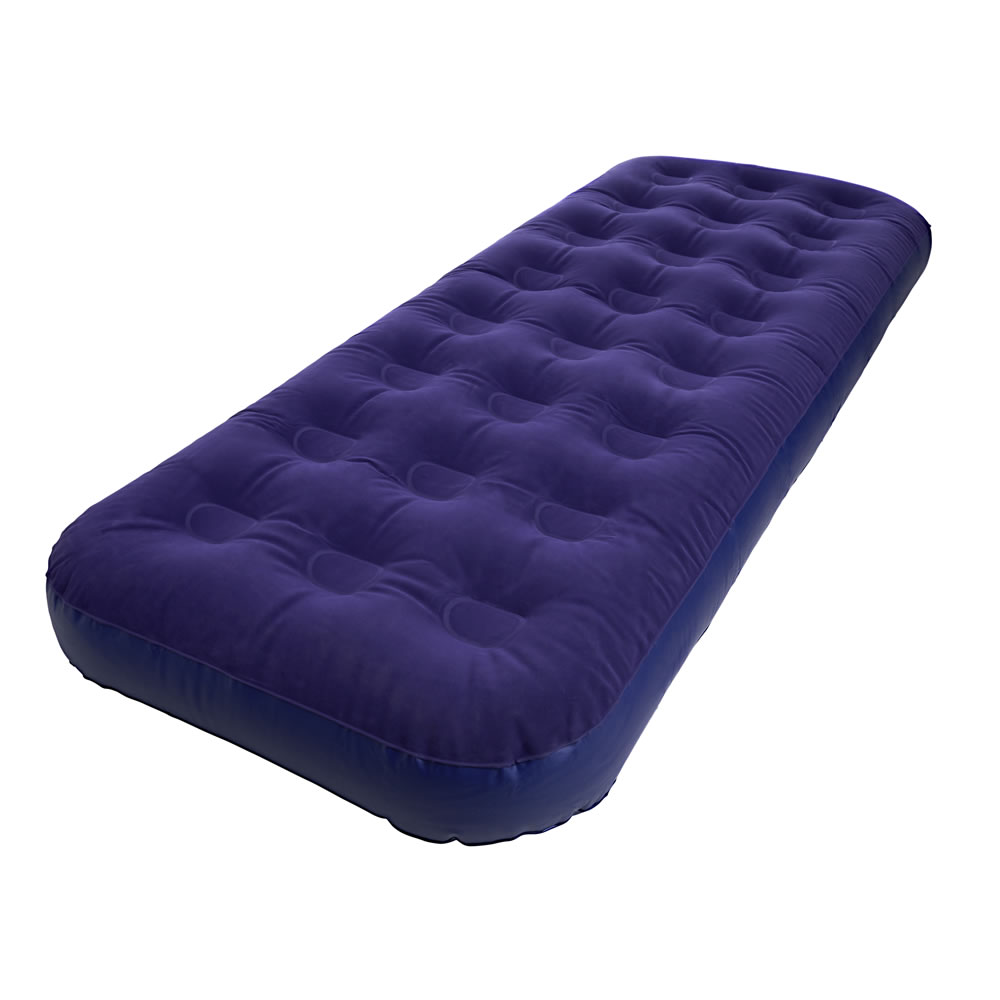 Wilko Single Flocked Airbed Blue Wilko