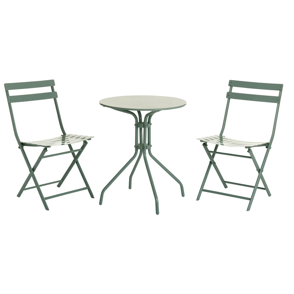 Wilko Metal Garden Bistro Set Sage Green Wilko