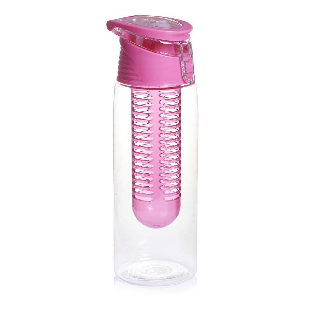 Wilko 700ml Pink Fruit Infuser Water Bottle Wilko