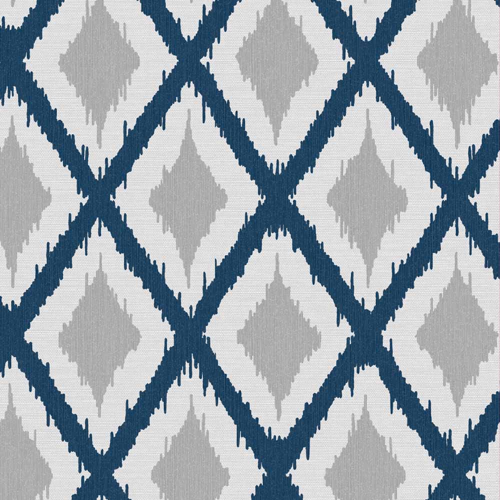 Fresco Ikat Blue Wallpaper Wilko