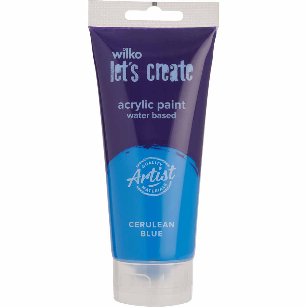 Wilko Acrylic Cerulean Blue Paint 200ml Wilko