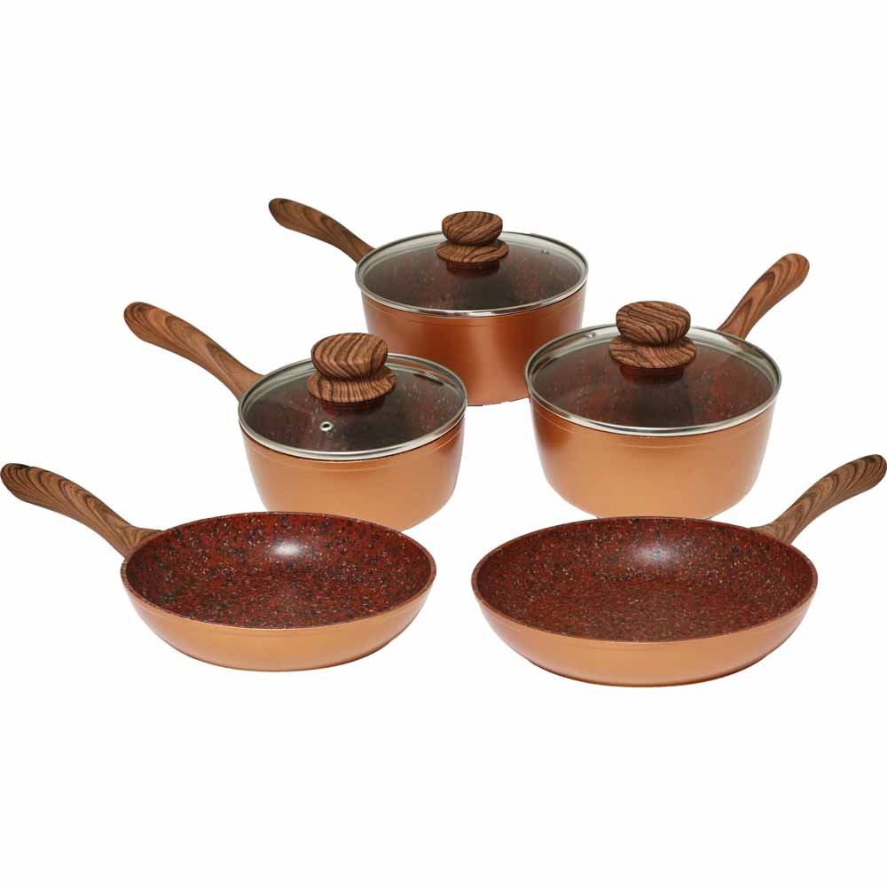 JML 5 Piece Copper Stone Saucepan Set Wilko