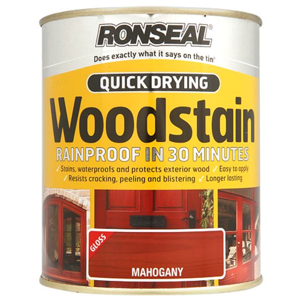 Ronseal Quick Drying Woodstain Gloss Mahogany 750ml Wilko