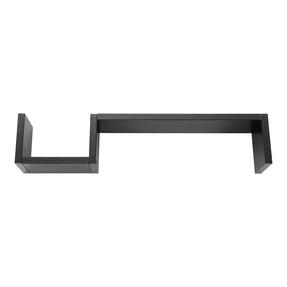 Living and Home 2Tier Black Wooden Floating Shelves Wilko