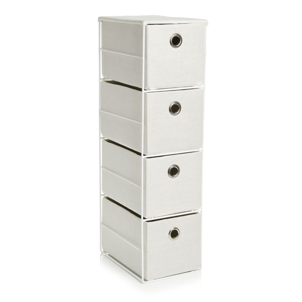 Wilko 4 Drawer Versatile Tallboy Storage Unit Cream Wilko