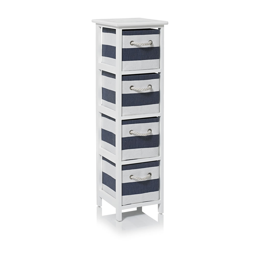 Wilko Storage Unit 4 Drawer Blue Stripe Wilko