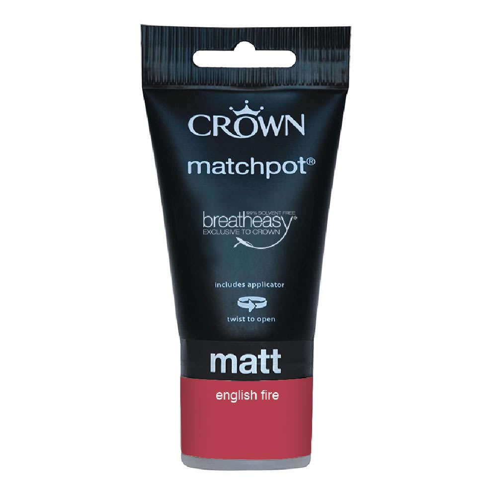 Crown English Fire Matt Emulsion Paint Tester Pot 40ml Wilko