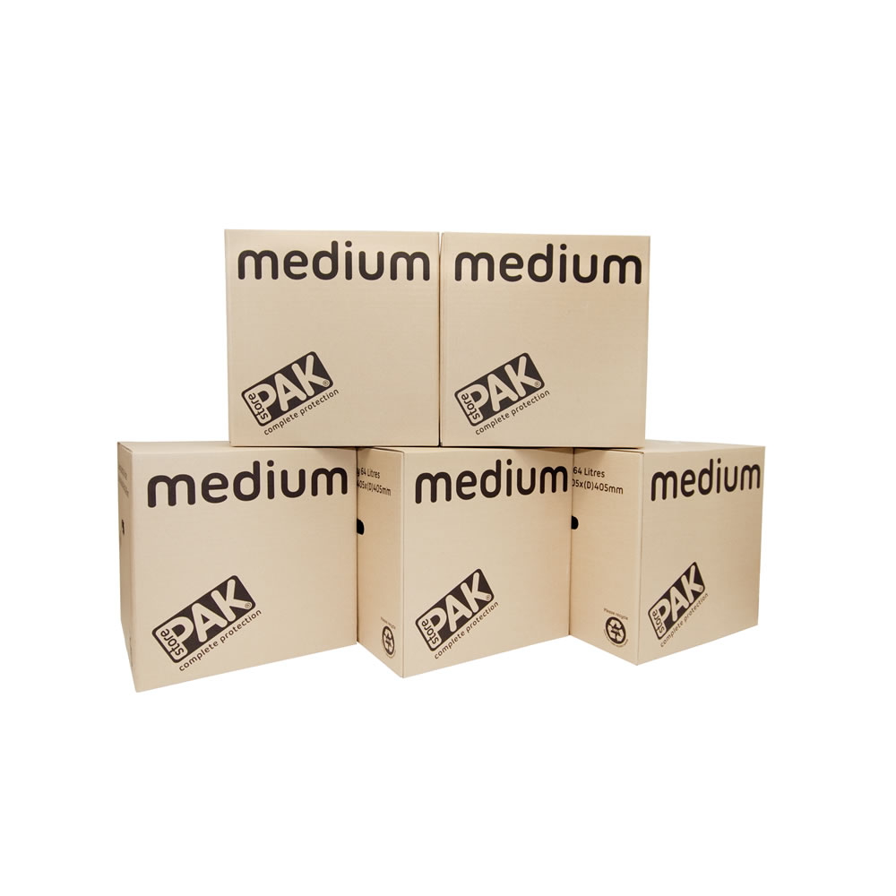StorePAK Flat Packed Medium Storage Boxes 5 Pack Wilko