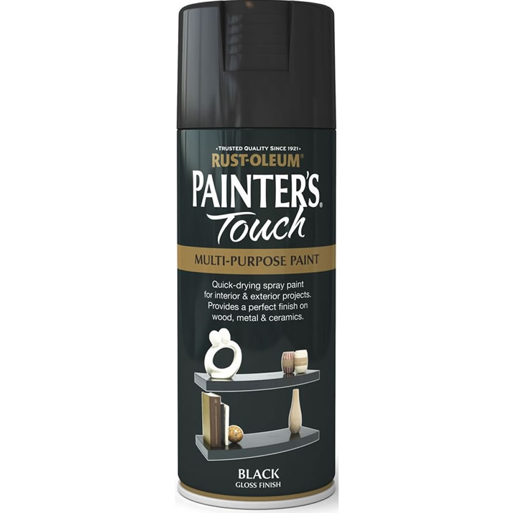 RustOleum Black Painter's Touch Gloss Spray Paint 400ml Wilko