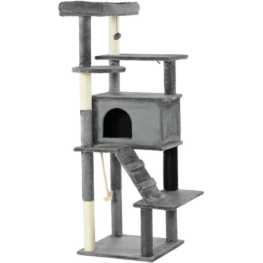 PawHut Cat Tree Tower for Indoor Cats with Scratching Post, House, Toy