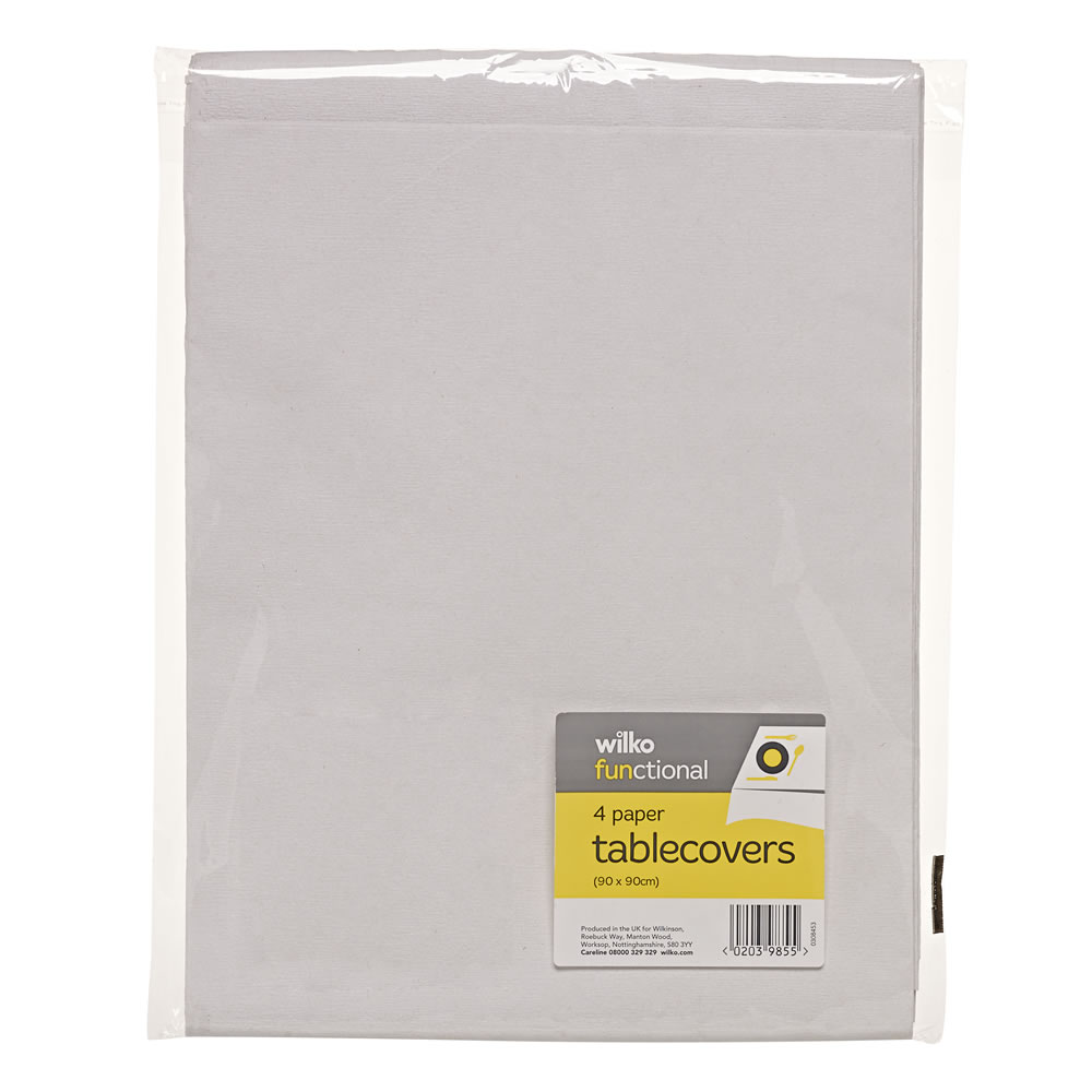 Wilko Paper Tables Covers White 90 x 90cm 4 pack Wilko