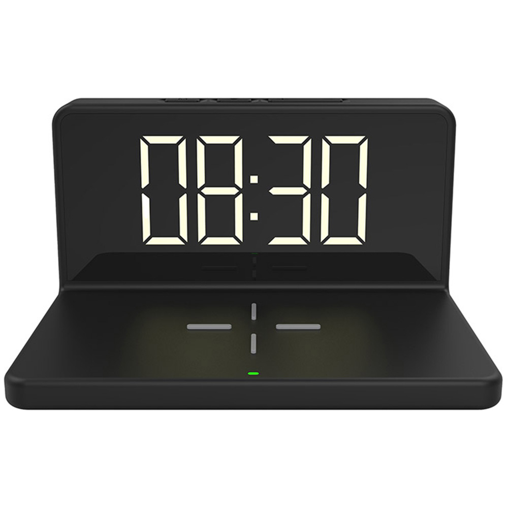 RED5 Black Wireless Phone Charging Alarm Clock Wilko