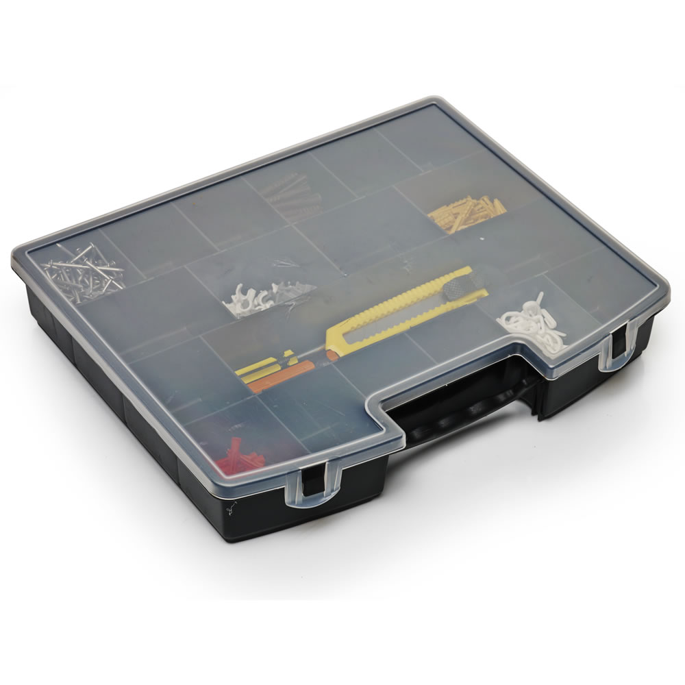 Wilko Medium Black 12 Compartment Organiser Box Wilko